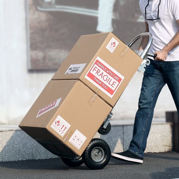 Aluminiumshåndlastbil, 2 i 1, 800 lbs kapacitet. Kraftig foldevogn og dolly, konverteres nemt til platformsvogn med gummihjul.