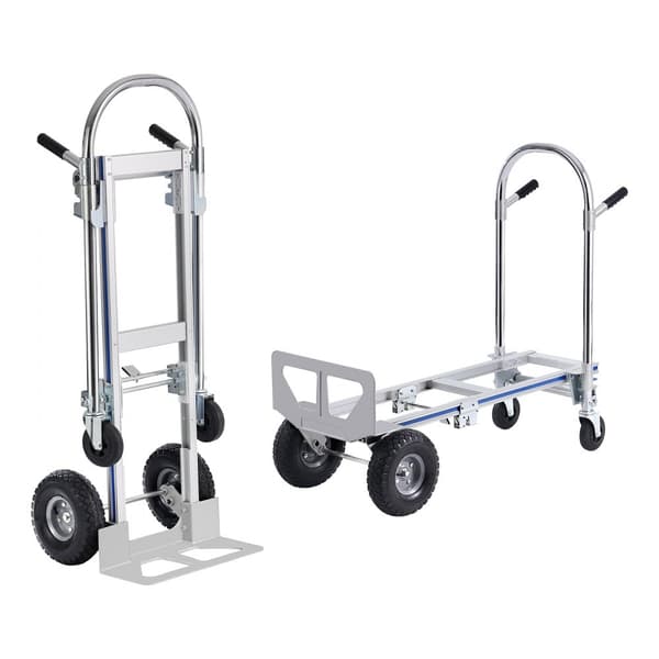 Aluminiumshåndlastbil, 2 i 1, 800 lbs kapacitet. Kraftig foldevogn og dolly, konverteres nemt til platformsvogn med gummihjul.