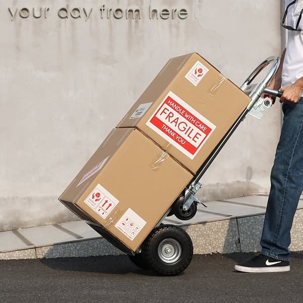 Aluminium håndlastbil 2 i 1 med 1000 lbs kapacitet. Konvertibel vogn fra håndlastbil til platform med gummihjul til tung industri.