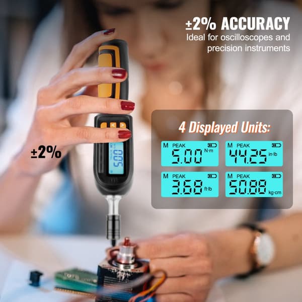 Digitaalinen vääntömomenttiruuvimeisseli, 1/4", LCD-näyttö, 2,65-70,67 in-lbs, 0,01 Nm säätö.