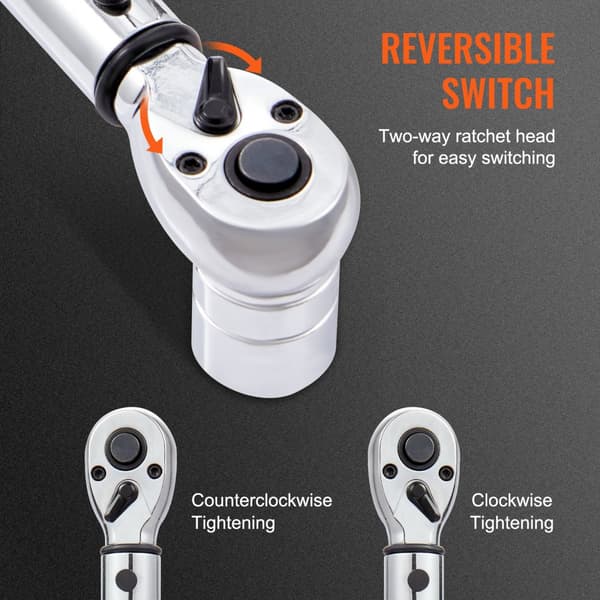 Momentnøgle 1/4" drev, Klikmomentnøgle 20-200 in.lb/3-23 n.m, justerbart sæt med dobbeltskala og adaptere for forlængerstang.