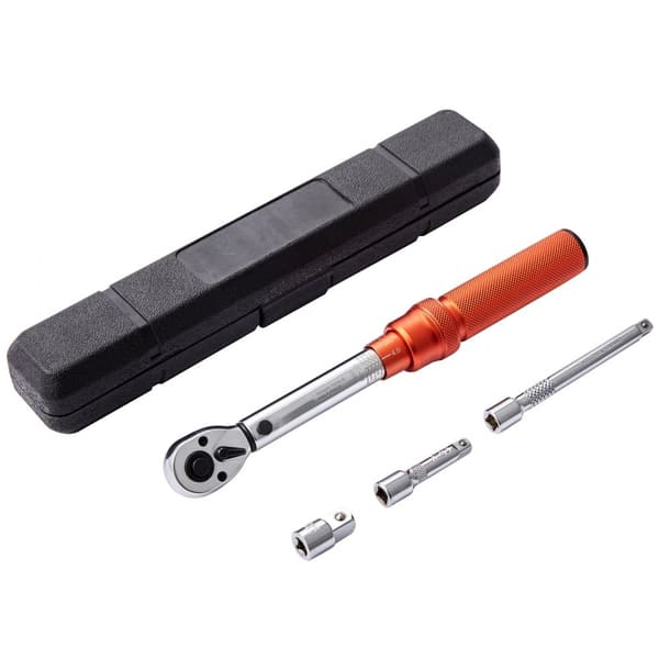Momentnøgle 1/4" drev, Klikmomentnøgle 20-200 in.lb/3-23 n.m, justerbart sæt med dobbeltskala og adaptere for forlængerstang.