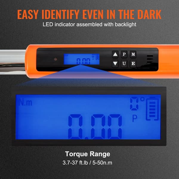 Digitaalinen momenttiavain 3/8", säädettävä 3-moodi, tarkkuus ±2 %, LED-summerikalibrointi, vääntömomenttialue 3,7-37ft.lb.
