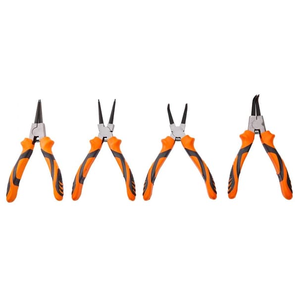 Snap Ring -pihdit, 4-osaa, 0,07" kärki, korkeahiiliterästä, Heavy Duty lukkopihdit, mukana työkalulaukku.