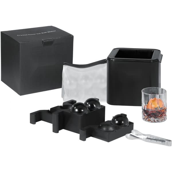 Iskula Maskin, Kristallklar 2,36 tum iskula med förvaringspåse och klämma, rund klar iskub för Whisky och Cocktail.