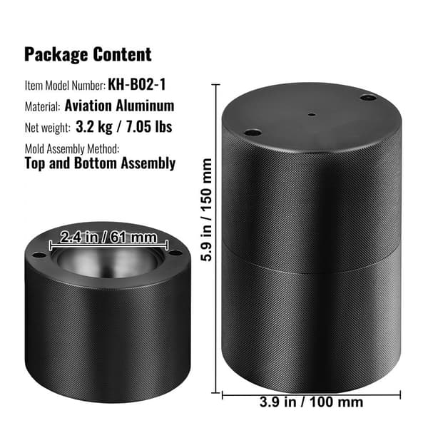 Iskula Press, 2,4" Iskula Maker, Aluminium Iskula Press Kit för 60 mm Is sphere, tång och droppbricka, för whisky & cocktail.