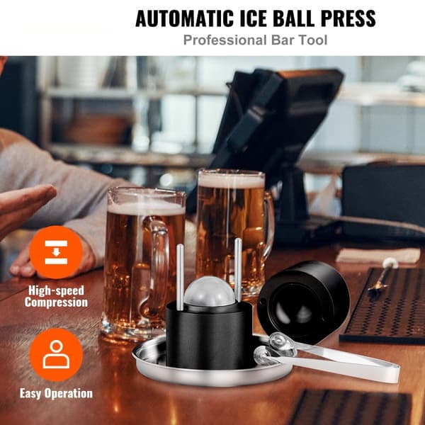 Iskula Press, 2,4" Iskula Maker, Aluminium Iskula Press Kit för 60 mm Is sphere, tång och droppbricka, för whisky & cocktail.