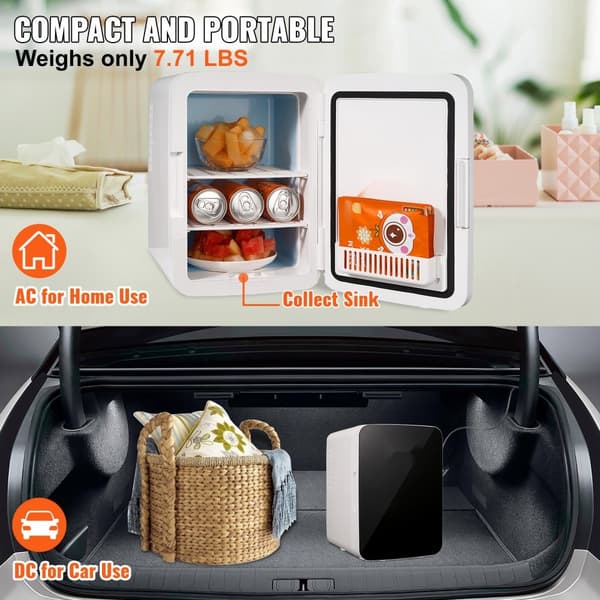Minikylskåp 10L, 12 burkar - kompakt AC/DC kylare för hem, kontor och bil. CE-märkt (svart) - perfekt för drycker och snacks.
