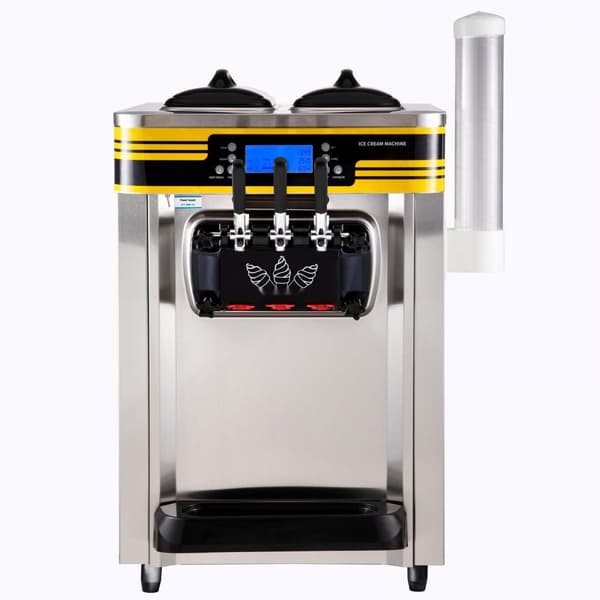Kommersiell glassmaskin, 22-30L/H kapacitet, 2350W bänkskiva med 2x6L Hopper, LCD-panel, larm. För restaurang/snackbar. Silver.