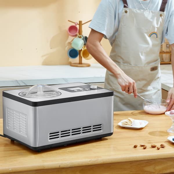 2 Quart Automatisk Glassmaskin Elektrisk Yoghurt Gelato Skapa Silver