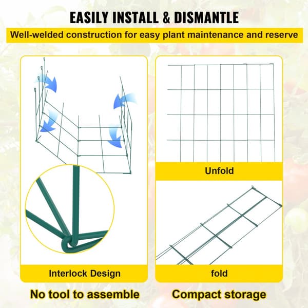 Tomatburar 14,6" x 14,6" x 39,4", 3-pack; kraftiga gröna PVC-belagda ståltorn för växter och klättrande grönsaker.