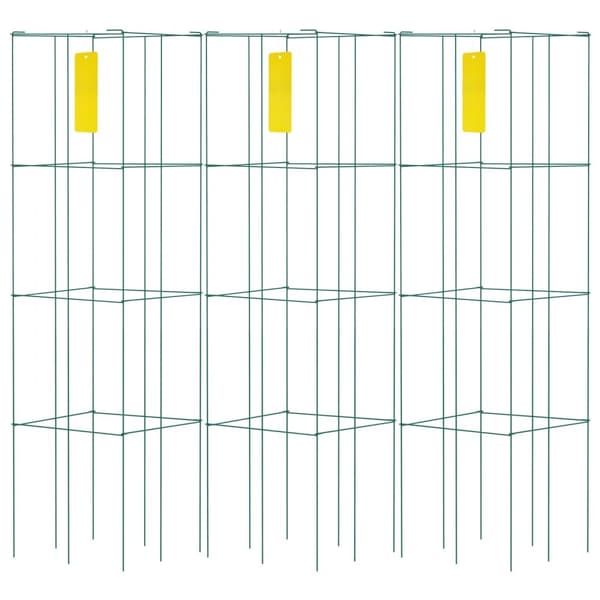 Tomatbure i 3 pakker, 37 x 37 x 100 cm. Stærke, grønne PVC-belagte støtter til klatrende grøntsager, planter og blomster.