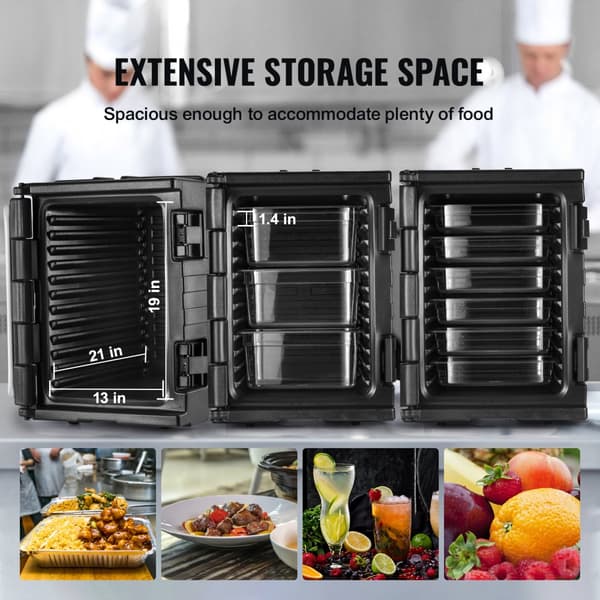 Isolerad matbehållare, frontlastare, cateringbox, stapelbar, 82 Qt, svart