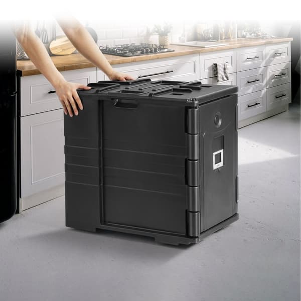 Isolerad matbehållare, frontlastare, cateringbox, stapelbar, 82 Qt, svart