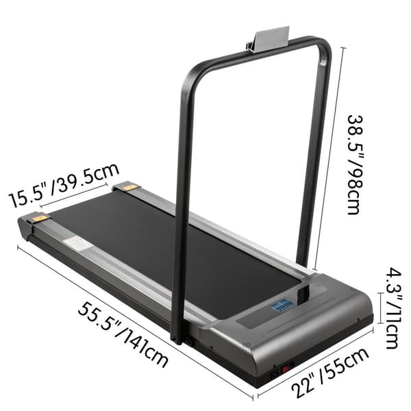 Løbebånd til skrivebordet - Ideelt til hjemmet, med LED-display og fjernbetjening. Justerbar hastighed 1-6 km/t, slankt design.