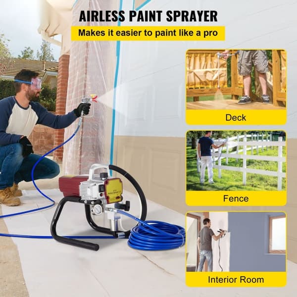 Pro Airless vægmalingssprøjte 1800W, justerbart sprøjtetryk 22Mpa, inkluderer 15M slange til væg-, loft-, træ- og metalmaling.