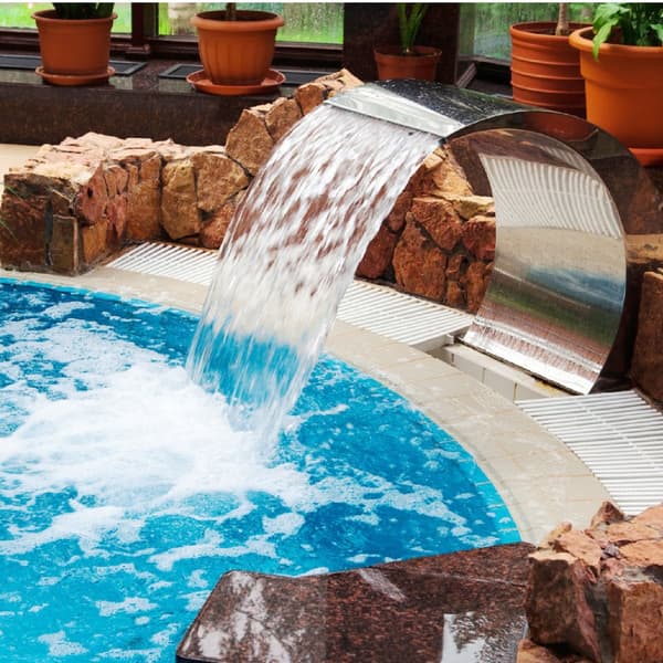 Pool Vattenfall Fontän Rostfritt Stål 15,4" x 7,9" x 1,5" Silver Pool Fontäner för Markpooler Trädgård Utomhus Vattenfunktion