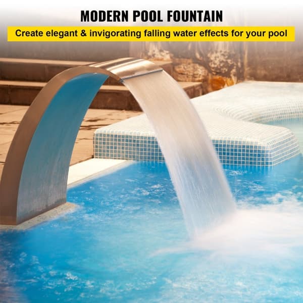 Pool Vattenfall Fontän Rostfritt Stål 15,4" x 7,9" x 1,5" Silver Pool Fontäner för Markpooler Trädgård Utomhus Vattenfunktion
