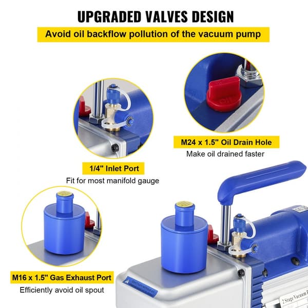 220 V Kaksivaiheinen Vakuumpumppu 10 Cfm 1 Hp 5 Pa Monitoimipumppu, Vakuumi- ja Jäähdytyspumppu 550 ml