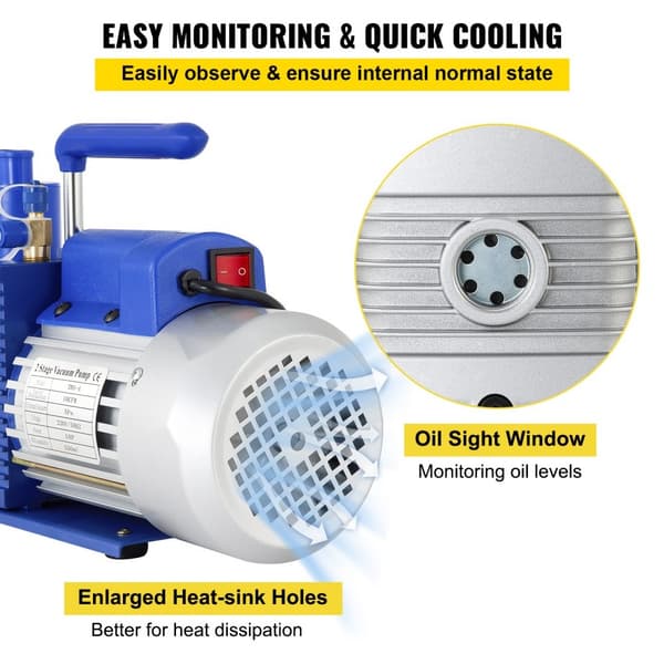 220 V Kaksivaiheinen Vakuumpumppu 10 Cfm 1 Hp 5 Pa Monitoimipumppu, Vakuumi- ja Jäähdytyspumppu 550 ml