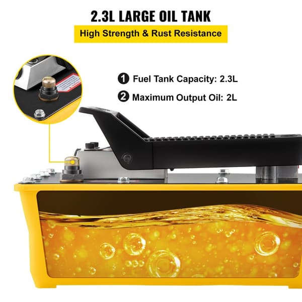 Lufthydraulisk pumpe, 10.000 PSI fodpumpe, 1/2 Gal reservoir, inkl. slange og sprøjtepistol til tunge maskiner og bilreparationer.