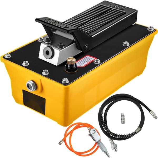 Lufthydraulisk pumpe, 10.000 PSI fodpumpe, 1/2 Gal reservoir, inkl. slange og sprøjtepistol til tunge maskiner og bilreparationer.