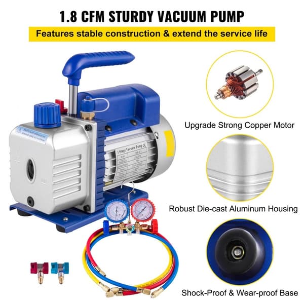 Monitoimipumppu 1,8CFM 50L/M 220ml Vakuumipumppu Ilmastointilaite 2-tie Asennustyökalu