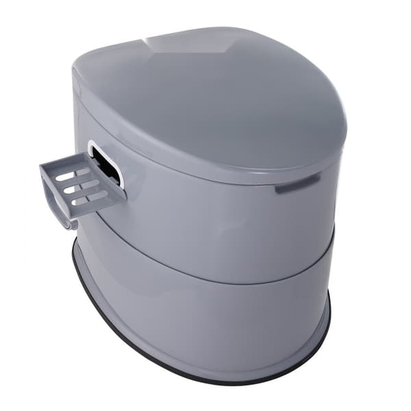 Bærbart campingtoilet med inderspand, låg, telefonhylde og papirholder. Perfekt til udendørs eventyr!