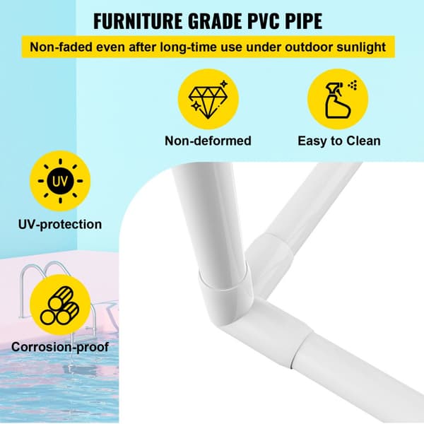 Pool håndklædeholder, 5 bar, hvid PVC. Fritstående til opbevaring ved swimmingpool, inkl. 8 clips, mesh taske og krog. Ideel til strand og svømmetur.