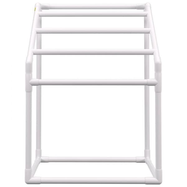 Pool håndklædeholder, 5 bar, hvid PVC. Fritstående til opbevaring ved swimmingpool, inkl. 8 clips, mesh taske og krog. Ideel til strand og svømmetur.