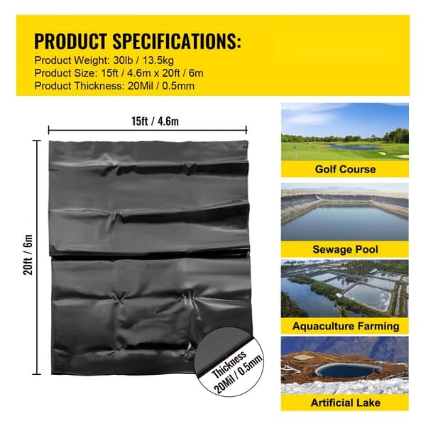 LLDPE Lampialusta 15x20 ft 20 Mil Kalalampi Peite kalavesille