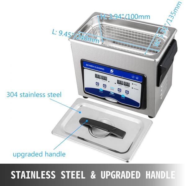Ultralydsrenser 3L til smykker, digital maskine med heater og timer. Ideel til industrielt brug af ure, ringe og tandglas.