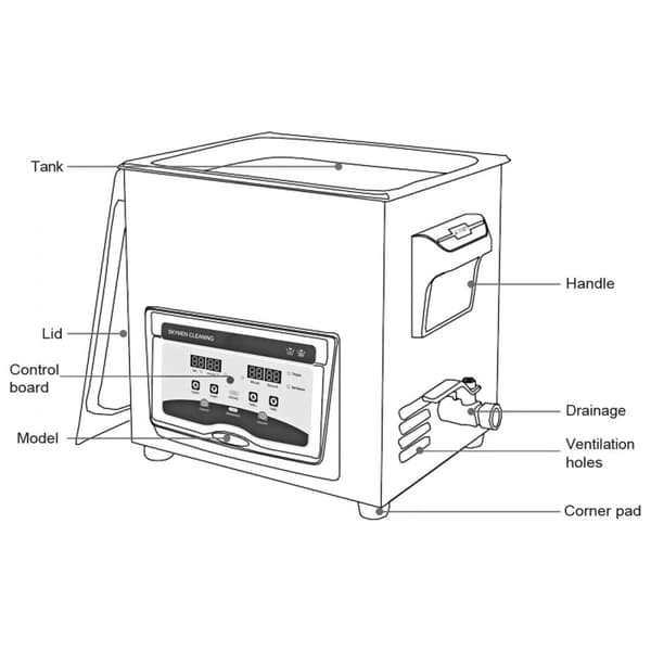 Ultralydsrenser 3L til smykker, digital maskine med heater og timer. Ideel til industrielt brug af ure, ringe og tandglas.