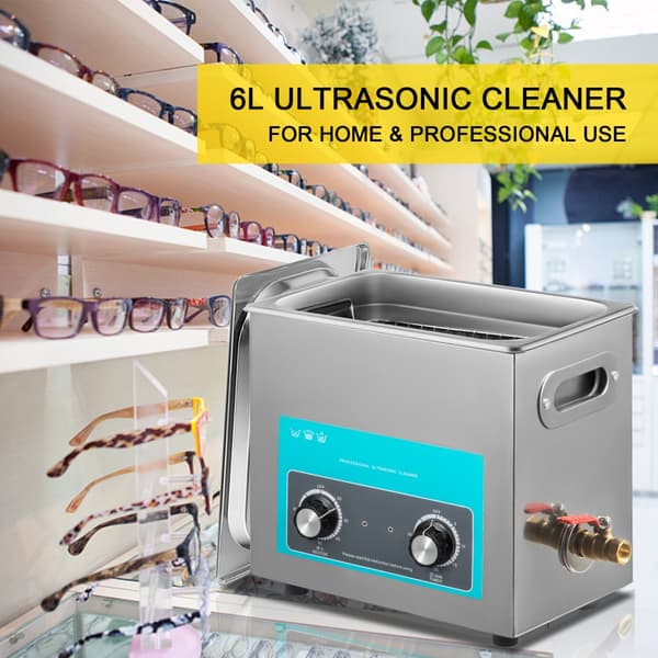 6,5L Ultrasonic Cleaner til smykker, tandproteser og musikinstrumenter. Med varme, timer og knapkontrol for effektiv rengøring.