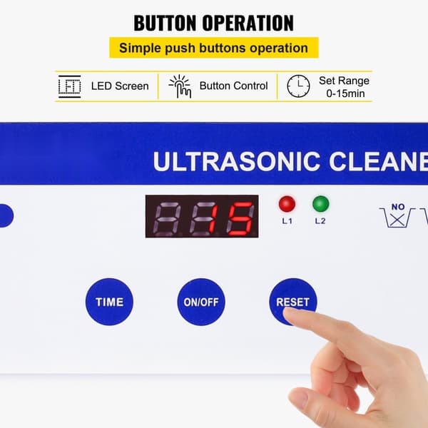 0,8L Ultraljudsrengöringsmedel med digital värmare och timer för smycken och glasögon. 35W rostfritt stål för hemmet.
