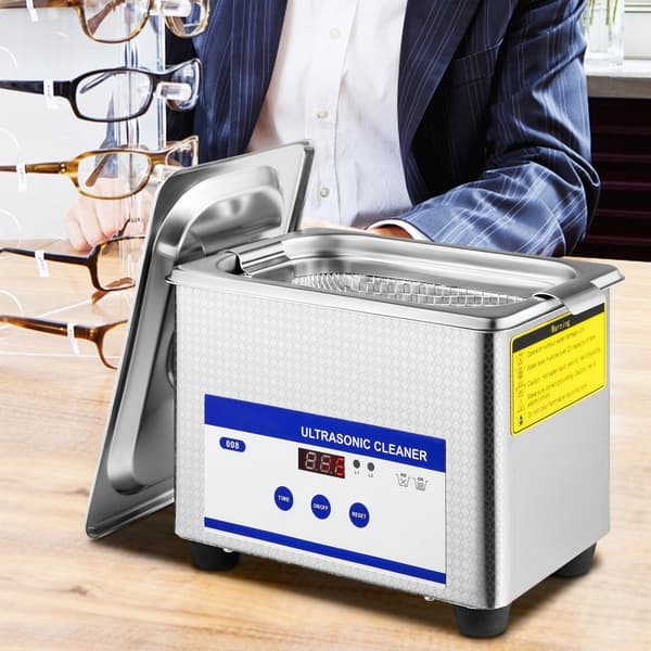 0,8L Ultraljudsrengöringsmedel med digital värmare och timer för smycken och glasögon. 35W rostfritt stål för hemmet.