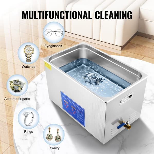 30L 100A Ultrasonisk rengöringsmaskin med värme 600W i rostfritt stål för glasögon, smycken, tandproteser, mynt m.m. (30L)