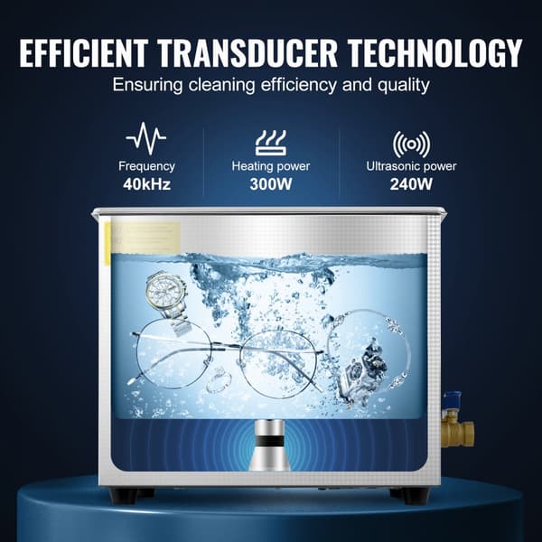 JPS-40A Ultrasonisk Renser 10L, Effektiv ultralydsrensning af smykker i rustfrit stål med digital visning.