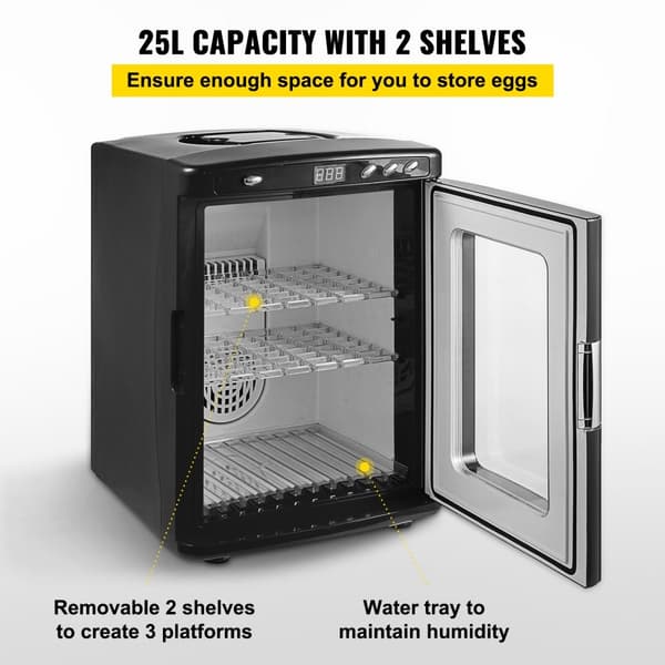 Brutapparat Reptilieneier Inkubator 25L Labor Kylning Värme 5-60℃ 220V för Bruteier Svart