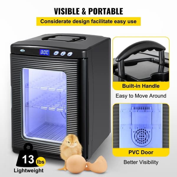Brutapparat Reptilieneier Inkubator 25L Labor Kylning Värme 5-60℃ 220V för Bruteier Svart