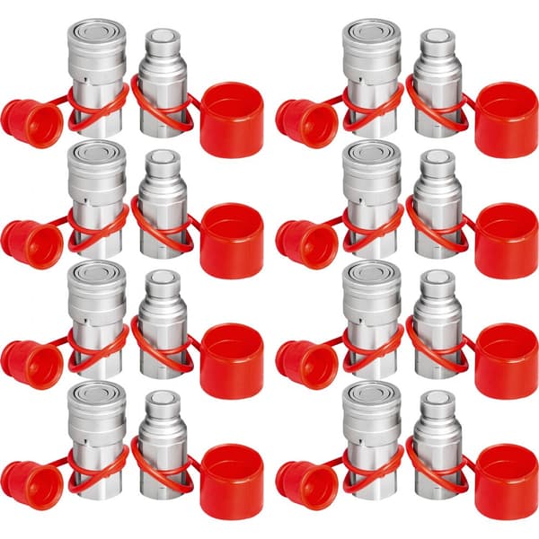 Liukuohjattu hydraulinen pikaliitin 1/2" NPT, 27,6 MPa (ISO 16028), 8 paria, tehokas ja kestävä liitäntä.