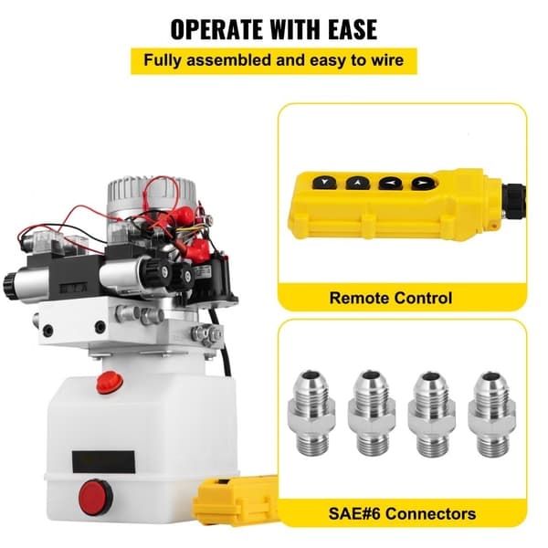 12 V DC kaksitoiminen kaksoissolenoidihydraulinen virtalähde, 4,5 L säiliö, tehokas ja kompakti ratkaisu.