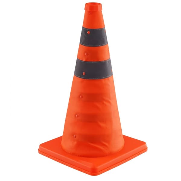 Turvakartiot 4 kpl, 18" kokoontaitettavat liikennekartiot, heijastavat kaulukset, leveä pohja, säilytyspussi.