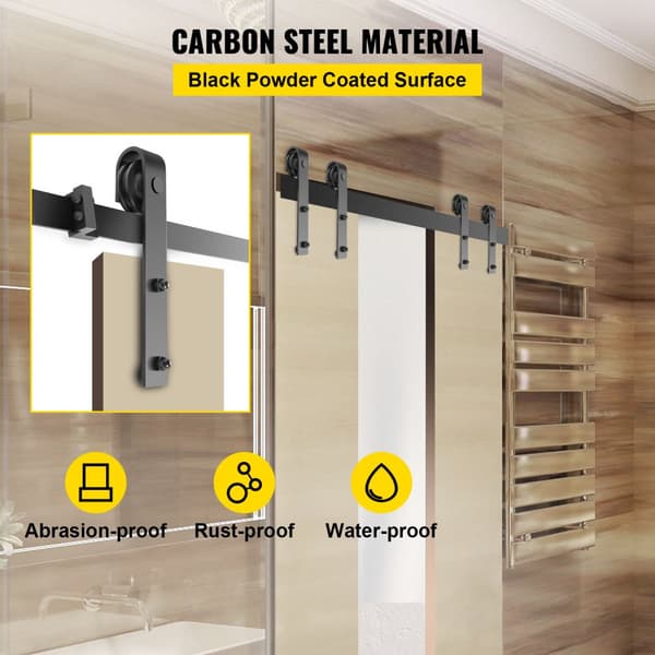 Skydedør værktøjssæt, 4,2m stalddør kit, 150kg dobbelt stalddør hardware, kulstofstål skinnesystem til døre 3,5-4,5 cm tykke.