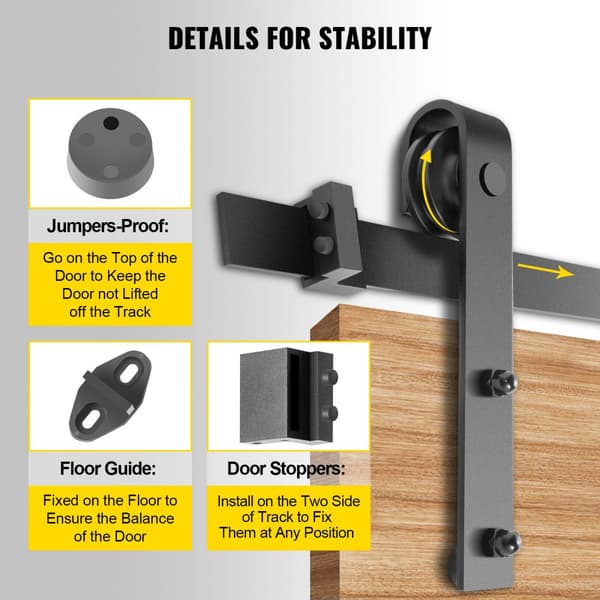 Skydedør værktøjssæt, 4,2m stalddør kit, 150kg dobbelt stalddør hardware, kulstofstål skinnesystem til døre 3,5-4,5 cm tykke.
