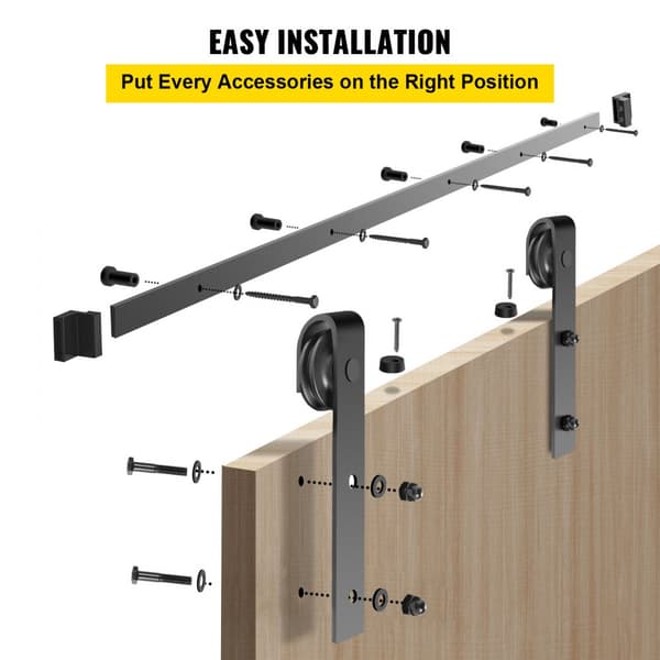 Skydedør værktøjssæt, 4,2m stalddør kit, 150kg dobbelt stalddør hardware, kulstofstål skinnesystem til døre 3,5-4,5 cm tykke.