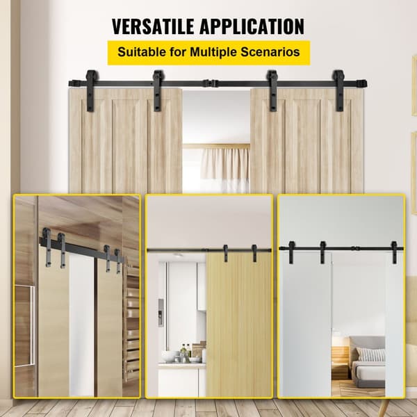 Skydedør værktøjssæt, 4,2m stalddør kit, 150kg dobbelt stalddør hardware, kulstofstål skinnesystem til døre 3,5-4,5 cm tykke.