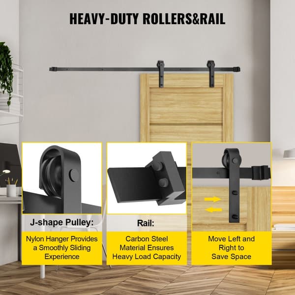 Glidende Ladedør Sæt, 12FT Stald Dør Kit, 330LBS Dobbelt Stald Dør Hardware, Carbon Stål Spor, Stop dør til 1,57-1,77" tykkelse & 6FT bred.