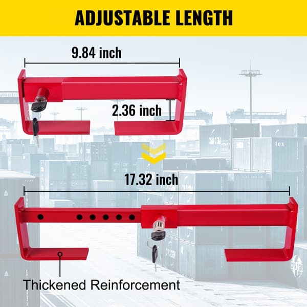 Kontti lukko, teräspalkki, sulku 25-45cm, punainen.