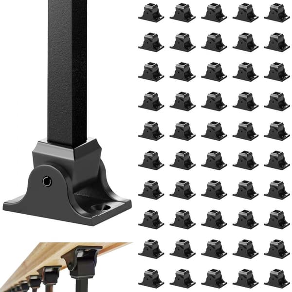 Aluminiumslegering balustersko til firkantede balustere. Smedespindler til trapper, skrå sko med skruer til 1/2" balustere, sort (50 stk).